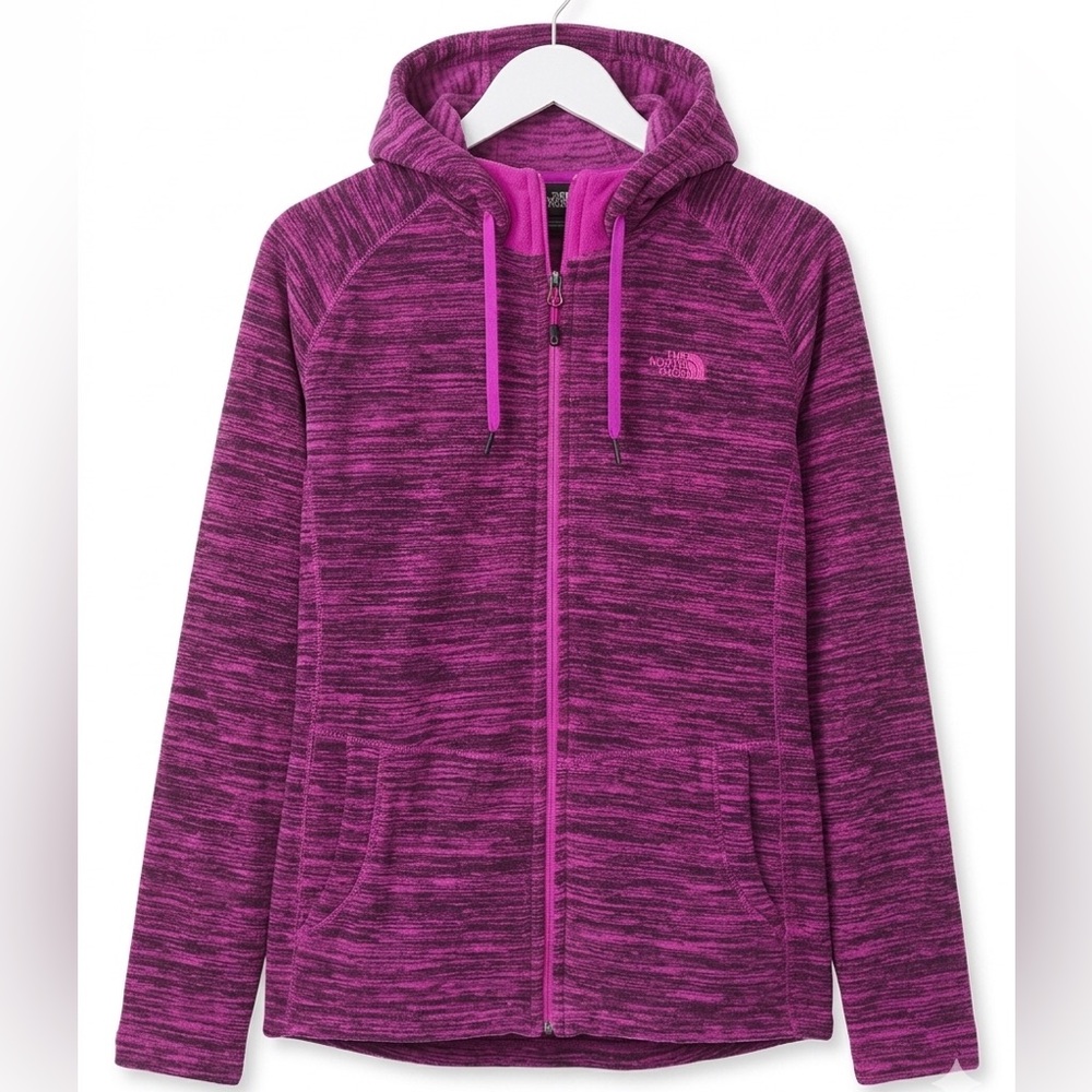 The North Face Women’s Mezzaluna Full Zip Fleece Hoodie Jacket Pink Purple XL